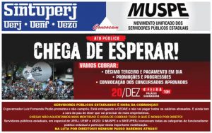 Sintuperj e Muspe convocam: Ato público "Chega de Esperar!" @ Palácio Guanabara