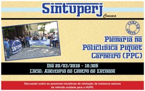 Plenária na Policlínica Piquet Carneiro (PPC) @ Auditório do Centro de Estudos da Policlínica Piquet Carneiro