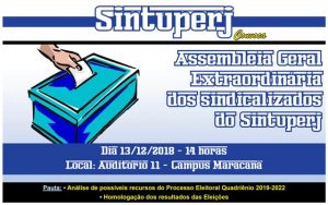 SINTUPERJ CONVOCA: Assembleia Geral Extraordinária dos sindicalizados @ Auditório 11 - Campus Maracanã da Uerj