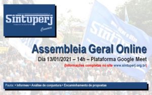 SINTUPERJ CONVOCA - Assembleia Geral Extraordinária Online @ Plataforma Google Meet