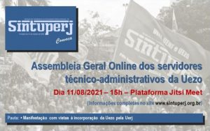 SINTUPERJ CONVOCA: Assembleia Geral Extraordinária Online da Uezo @ Plataforma Jitsi Meet