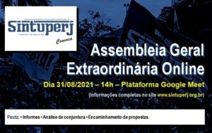 SINTUPERJ CONVOCA: Assembleia Geral Extraordinária Online @ Plataforma Jitsi Meet
