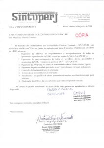 Sintuperj reivindica reunião em caráter de urgência com SRH/Uerj