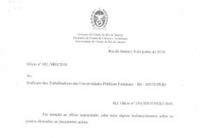 Superintendência de Recursos Humanos da Uerj responde questionamentos do Sintuperj
