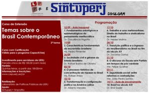 Curso Temas sobre o Brasil Contemporâneo: aula inaugural será neste dia 12/09, na sala 12.116-F