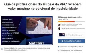 Sintuperj recolhe mais de 3.000 assinaturas em campanha pelo adicional máximo de insalubridade para técnicos de Hupe e PPC