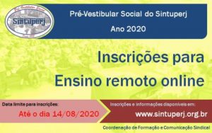 Pré-Vestibular Social do Sintuperj abre inscrições para ensino remoto online