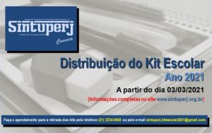 Kit Escolar para o ano de 2021 estará disponível através de agendamento a partir de 03/03 para sindicalizados do Sintuperj