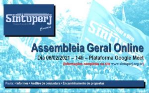 SINTUPERJ CONVOCA – Assembleia Geral Extraordinária Online. Dia 08/02, às 14h