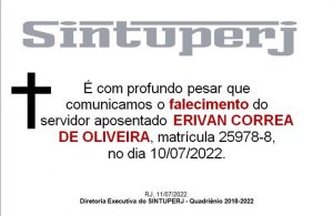 Nota de falecimento: Erivan Correa de Oliveira