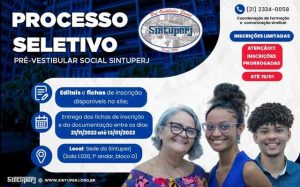 Prorrogadas inscrições para o Pré-vestibular Social do Sintuperj até o dia 19 de janeiro
