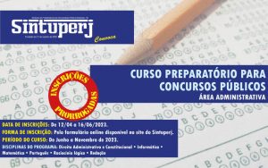 Sintuperj estende até dia 16/06 período de inscrições para seu Curso Preparatório para Concursos Públicos na área administrativa