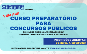 Sintuperj informa: inscrições para curso preparatório visando o Concurso Nacional Unificado já estão abertas