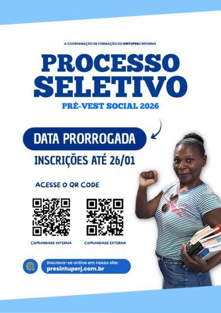 Pré-vestibular Social do Sintuperj prorroga inscrições até o dia 26 de janeiro