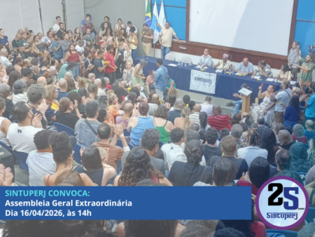 SINTUPERJ CONVOCA: Assembleia Geral Extraordinária. Dia 16/04, às 14h