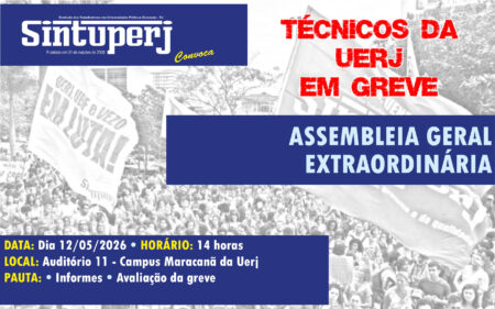 Sintuperj convoca: Assembleia Geral Extraordinária, dia 12/05, às 14h