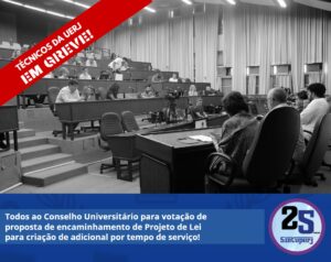 Todos ao Conselho Universitário para votação de proposta de encaminhamento de Projeto de Lei para criação de adicional por tempo de serviço!
