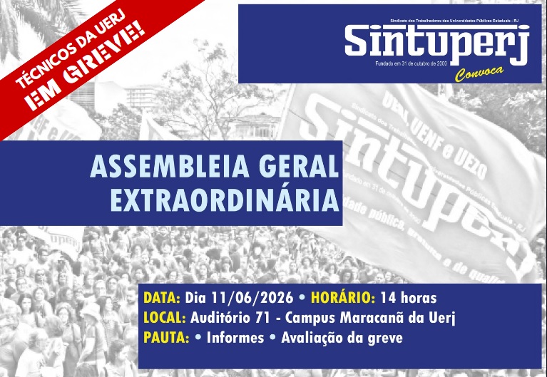 Assembleia dos técnicos da Uerj será no Auditório 71, nesta quinta (11/06), às 14h